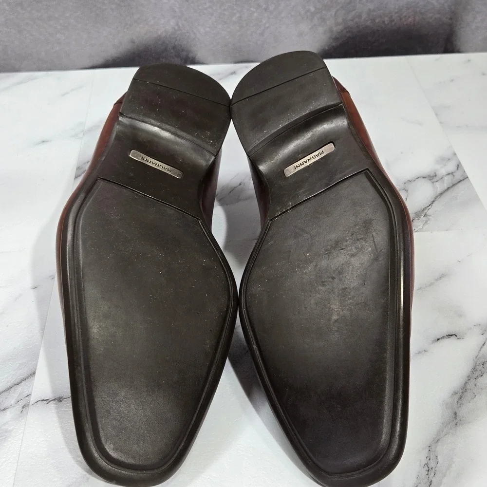 Magnanni Lino Loafers Mens Size 10 Brown Leather Buckle Strap Dress Shoes Spain